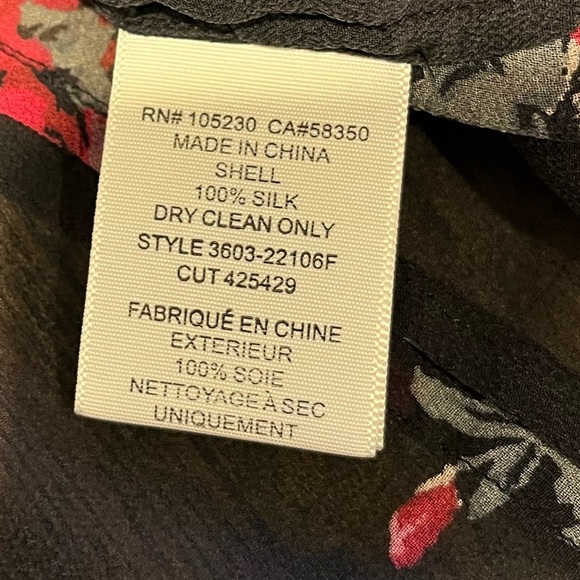 ❣️JOIE Black Floral Silk Blouse - Size L - Picture 7 of 9